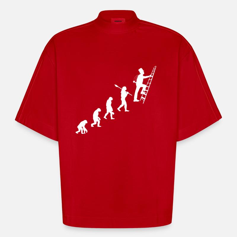 Schornsteinfeger Glück Evolution Geschenk - Heavyweight Oversized Organic Boxy T-Shirt Made in EU - Rot