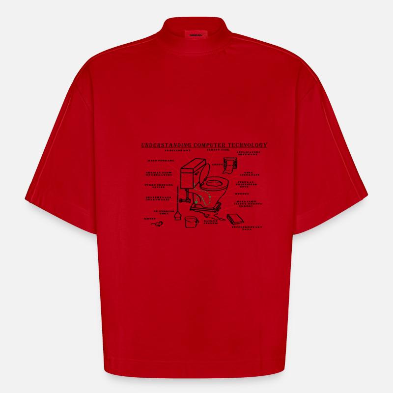 Computer technology - Heavyweight Oversized Organic Boxy T-Shirt Made in EU - red
