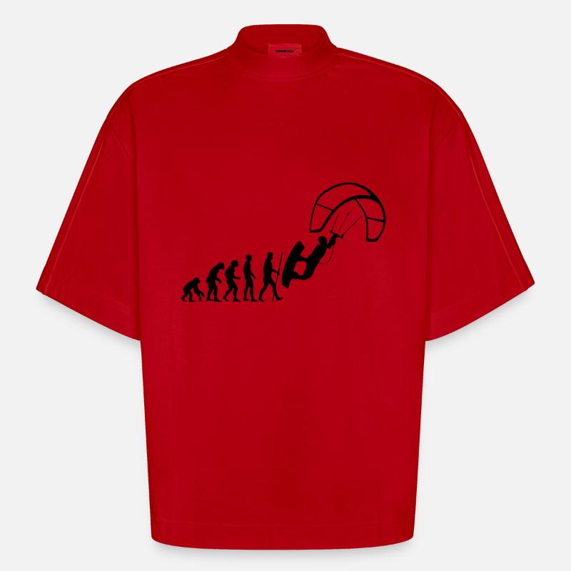 Evolution Kite - Heavyweight Oversized Organic Boxy T-Shirt Made in EU - red