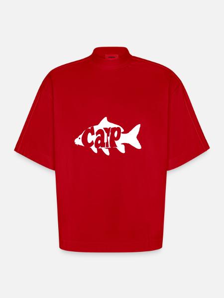 Karpfen Fisch - Heavyweight Oversized Organic Boxy T-Shirt Made in EU - Rot