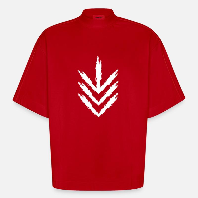 Flèche bas - T-shirt bio épais oversize Boxy fabriqué en UE - rouge