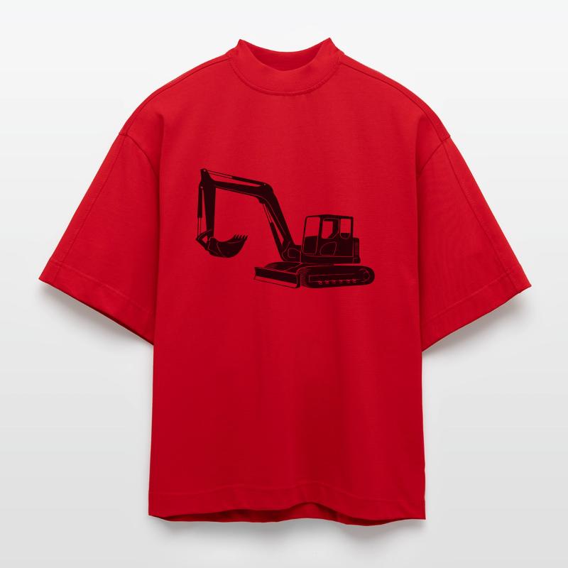 Excavator Driver Silhouette - Construction Equipment Operator Heavyweight Oversized Organic Boxy T-Shirt Made in EU