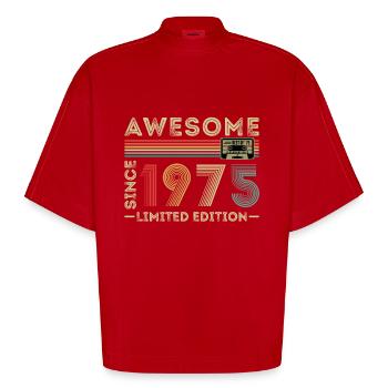 1975 Vintage Retro Birthday Gift - Heavyweight Oversized Organic Boxy T-Shirt Made in EU - red - Front