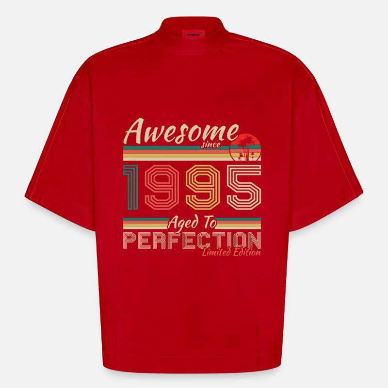 1995 Vintage Retro fødselsdagsgave - Heavyweight oversized organic boxy T-shirt made in EU - rød