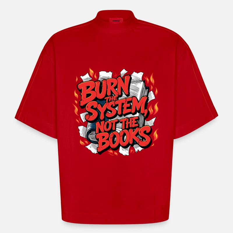 Brûler le système - T-shirt bio épais oversize Boxy fabriqué en UE - rouge