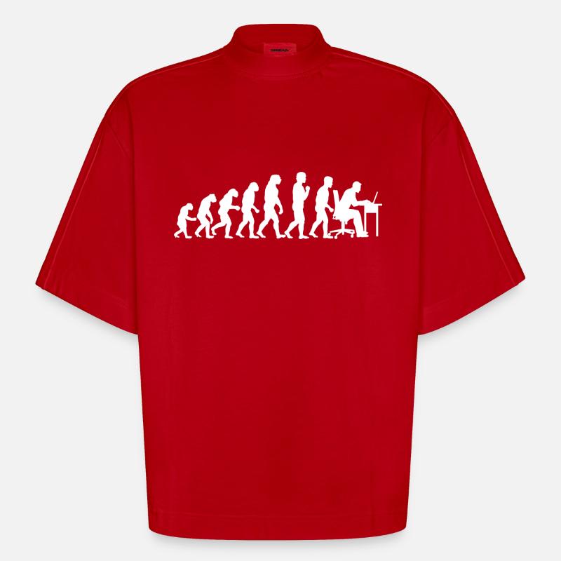 Evolution Computertechniker Nerd Programmierung - Heavyweight Oversized Organic Boxy T-Shirt Made in EU - Rot