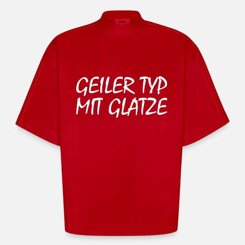 guy with bald head - Heavyweight Oversized Organic Boxy T-Shirt Made in EU - red