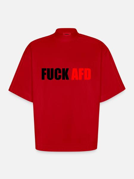 Fuck afd - Heavyweight Oversized Organic Boxy T-Shirt Made in EU - red