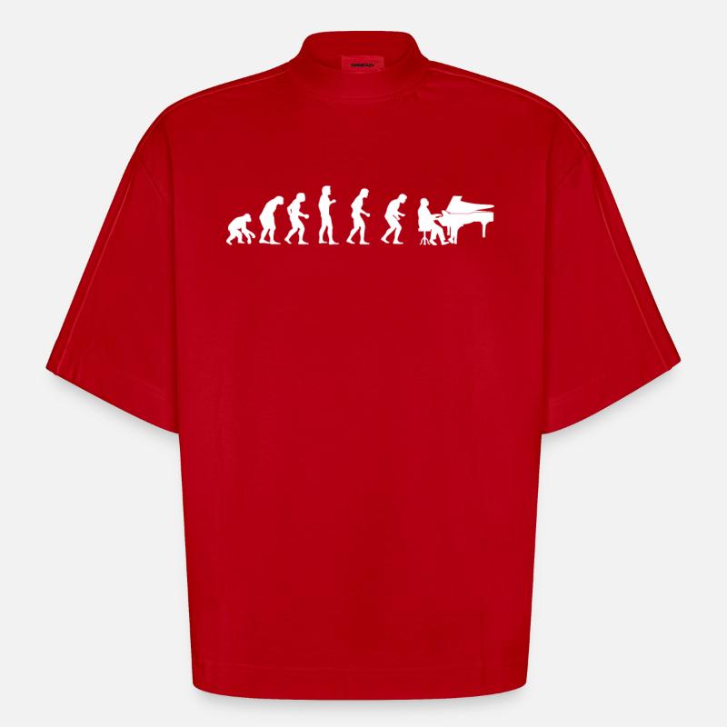 EVOLUTION PIANISTE - T-shirt bio épais oversize Boxy fabriqué en UE - rouge