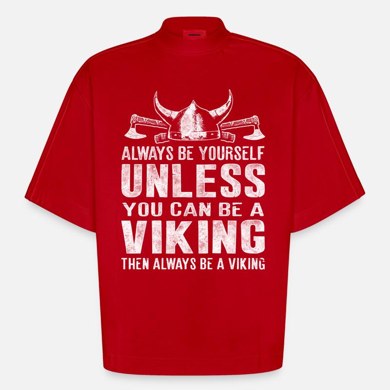 Sei immer ein Wikinger Viking - Heavyweight Oversized Organic Boxy T-Shirt Made in EU - Rot