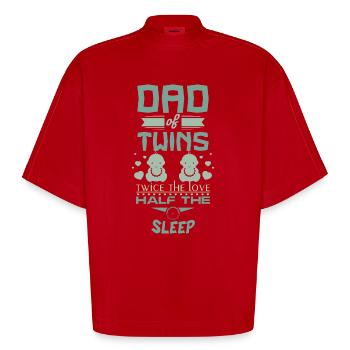 Papa von Zwillingen - Heavyweight Oversized Organic Boxy T-Shirt Made in EU - Rot - Vorne