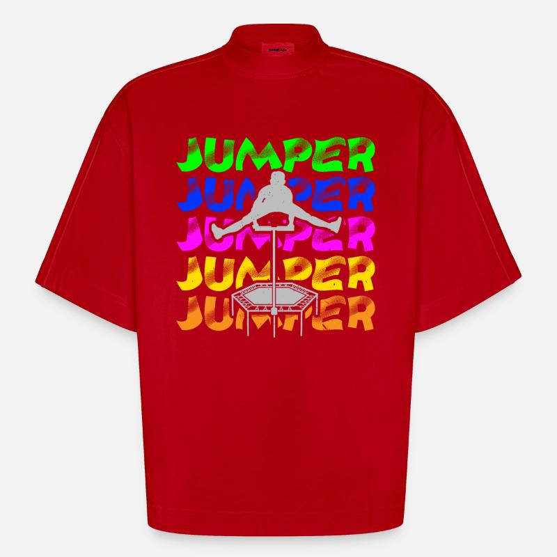 Trampolinspringen Trampolin Trampolin Trampolinspr - Heavyweight Oversized Organic Boxy T-Shirt Made in EU - Rot