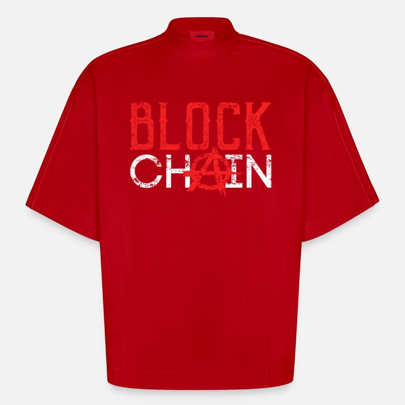 Blockchain Technology Crypto - Heavyweight Oversized Organic Boxy T-Shirt Made in EU - Rot