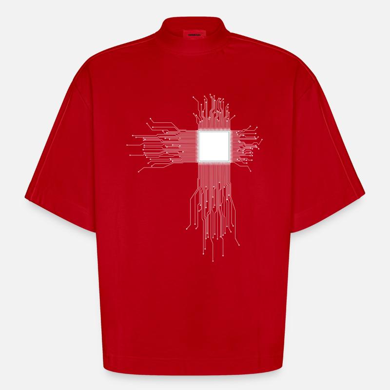 CPU Processor - Heavyweight Oversized Organic Boxy T-Shirt Made in EU - red