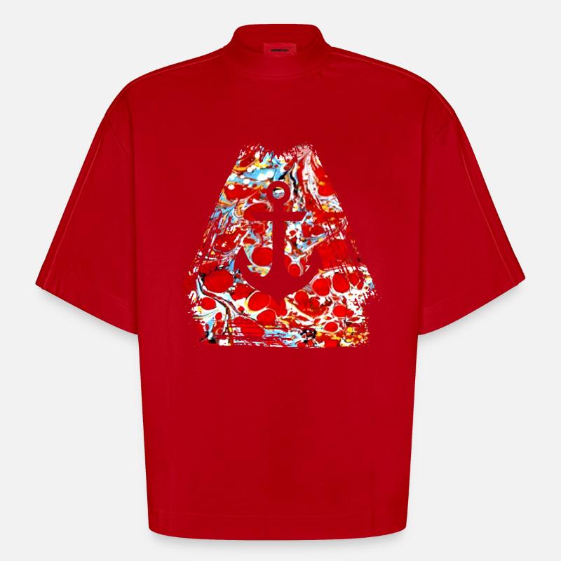 anchor e 251 - Heavyweight Oversized Organic Boxy T-Shirt Made in EU - red