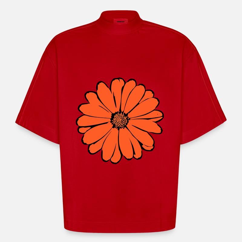 Lys, Fleur, Fleur, Oranges - T-shirt bio épais oversize Boxy fabriqué en UE - rouge