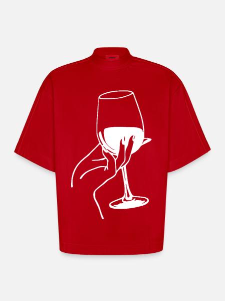 White wine lover - Heavyweight Oversized Organic Boxy T-Shirt Made in EU - red