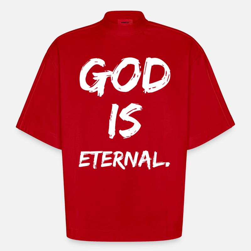 Dieu est éternel - T-shirt bio épais oversize Boxy fabriqué en UE - rouge