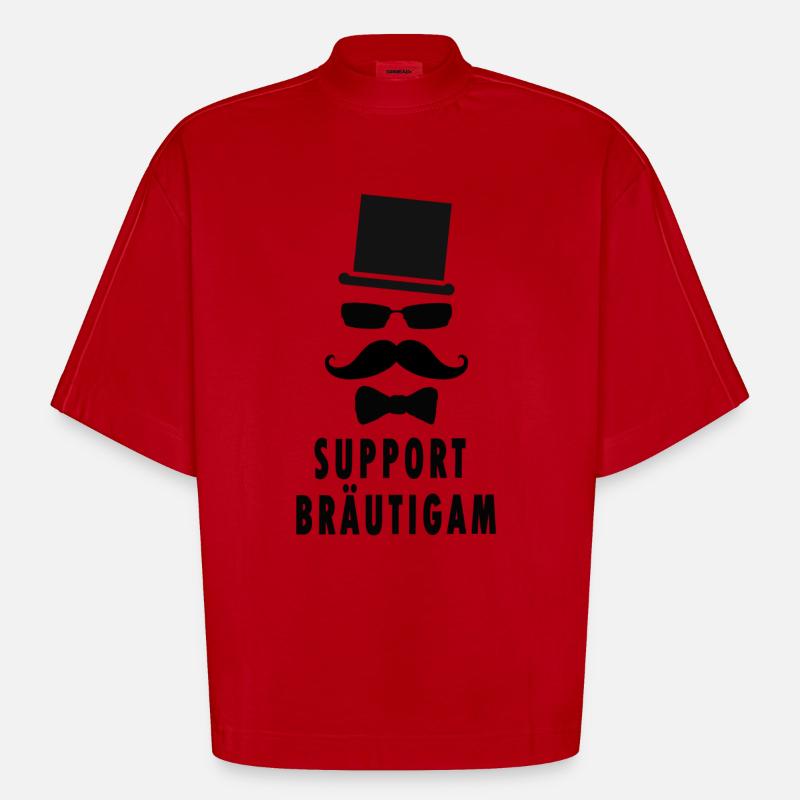 Bräutigam Support Hochzeit, Ehe - Heavyweight Oversized Organic Boxy T-Shirt Made in EU - Rot