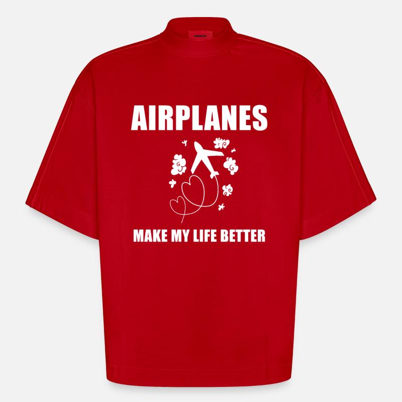 Flugzeug Pilot Spruch Geschenk - Heavyweight Oversized Organic Boxy T-Shirt Made in EU - Rot