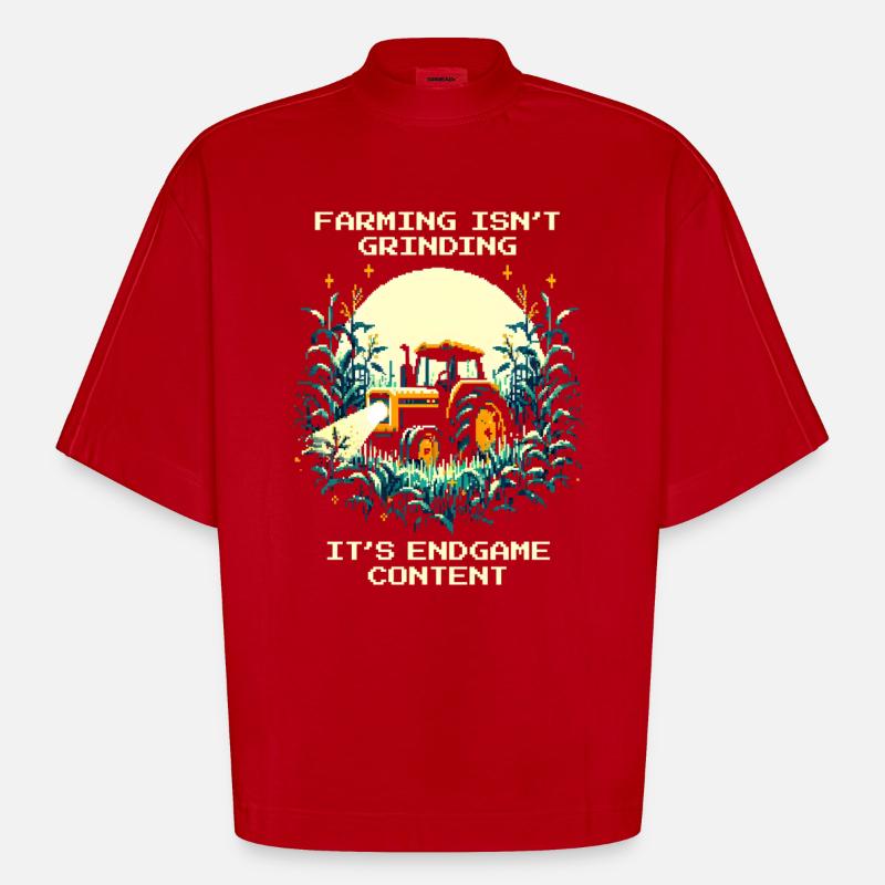 Landwirtschaft = Endgame | Kein Tutorial-Modus - Heavyweight Oversized Organic Boxy T-Shirt Made in EU - Rot