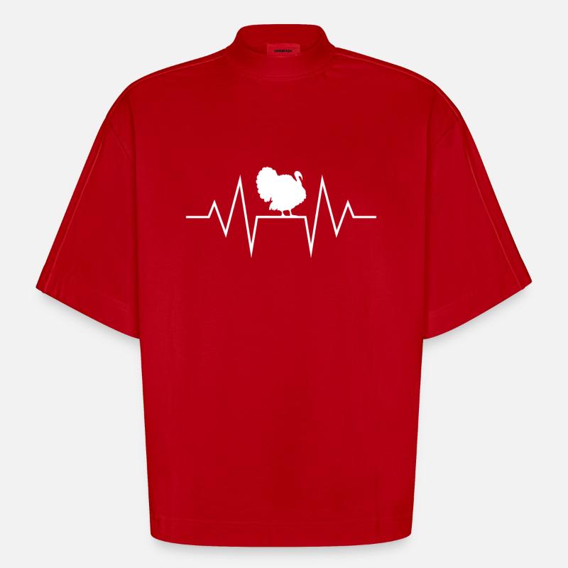Dinde Dinde Poule Dinde Dinde - T-shirt bio épais oversize Boxy fabriqué en UE - rouge