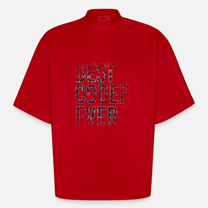Best coder ever coding - Heavyweight Oversized Organic Boxy T-Shirt Made in EU - red
