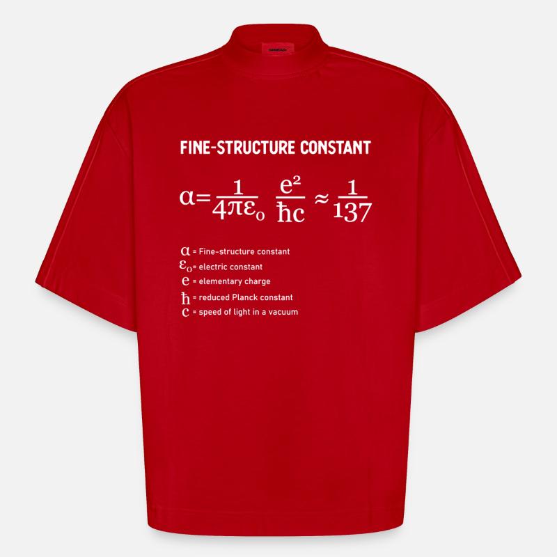 Fine Structure Constant Physik - Heavyweight Oversized Organic Boxy T-Shirt Made in EU - Rot