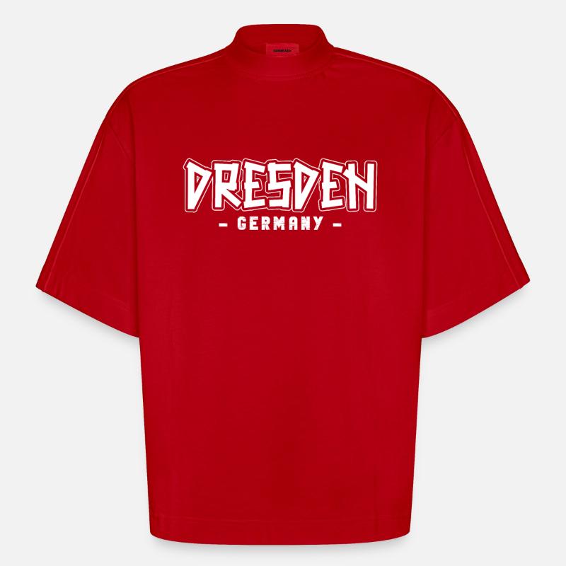 Dresdnerin Dresdner Dresden - Heavyweight Oversized Organic Boxy T-Shirt Made in EU - red