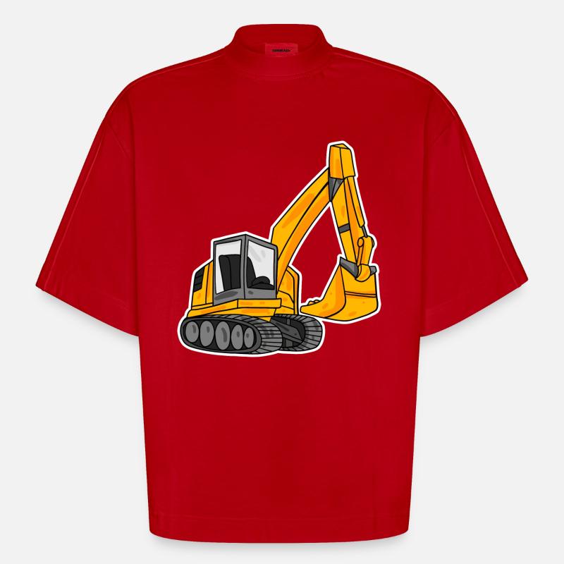 Löffelbagger Ausgräber Bagger - Heavyweight Oversized Organic Boxy T-Shirt Made in EU - Rot