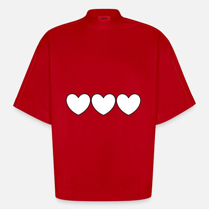 Cadeau Saint-Valentin Saint-Valentin - T-shirt bio épais oversize Boxy fabriqué en UE - rouge