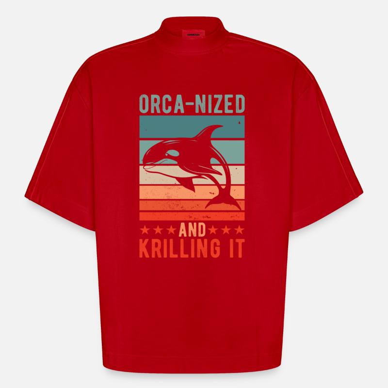 Orca-nized And Krilling It - Heavyweight Oversized Organic Boxy T-Shirt Made in EU - Rot