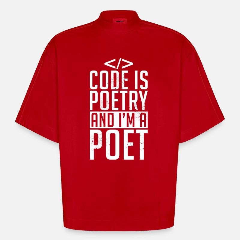Programmer Developer Coder Code - Heavyweight Oversized Organic Boxy T-Shirt Made in EU - red