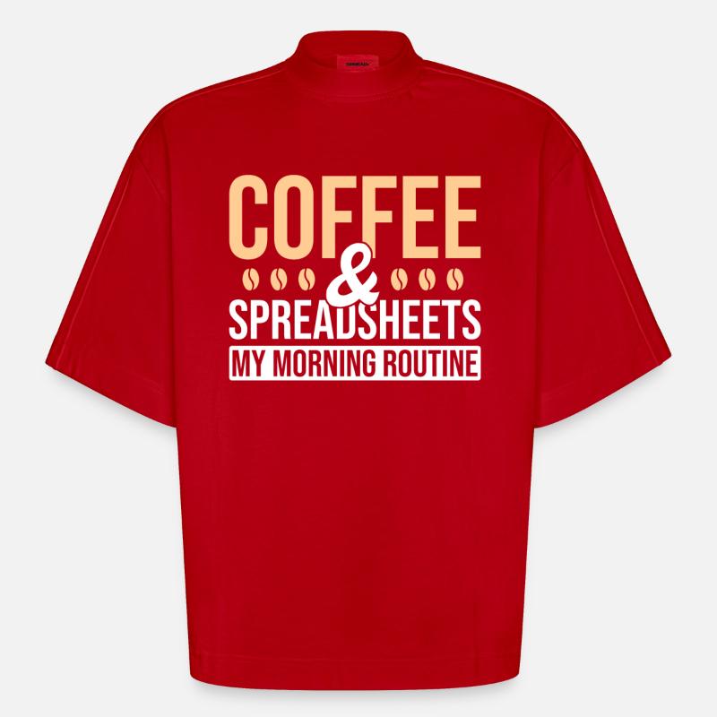 Café de table comptable - T-shirt bio épais oversize Boxy fabriqué en UE - rouge