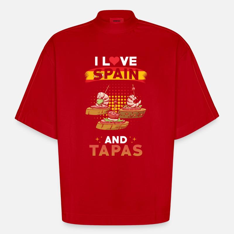 Tapas Spanien Spanische Küche - Heavyweight Oversized Organic Boxy T-Shirt Made in EU - Rot