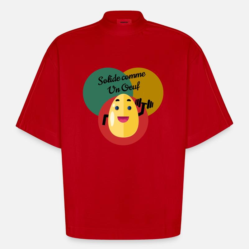 Solid as an egg - Heavyweight Oversized Organic Boxy T-Shirt Made in EU - red