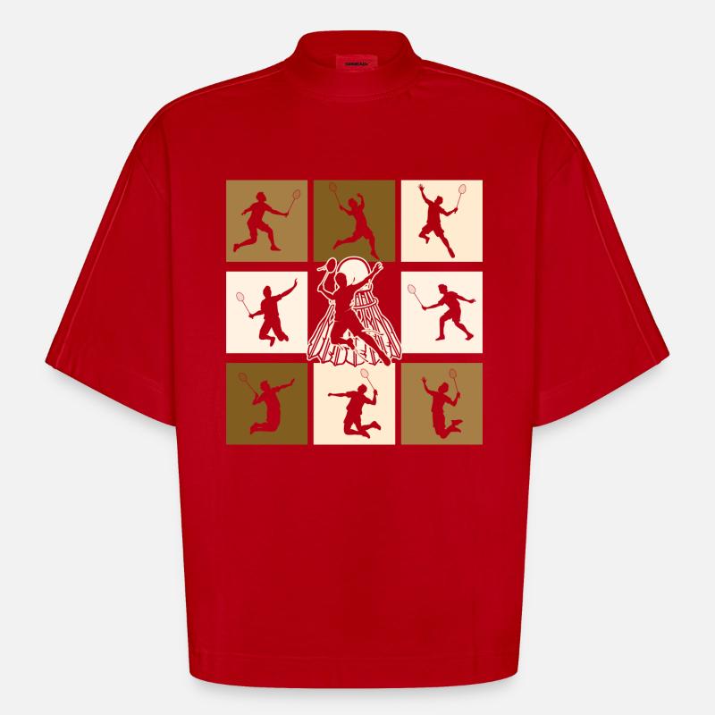 Badminton - T-shirt bio épais oversize Boxy fabriqué en UE - rouge