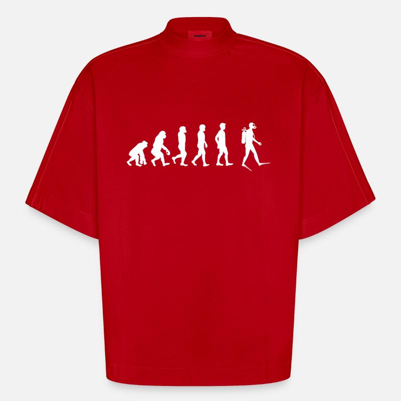 Diver Evolution - Heavyweight Oversized Organic Boxy T-Shirt Made in EU - red