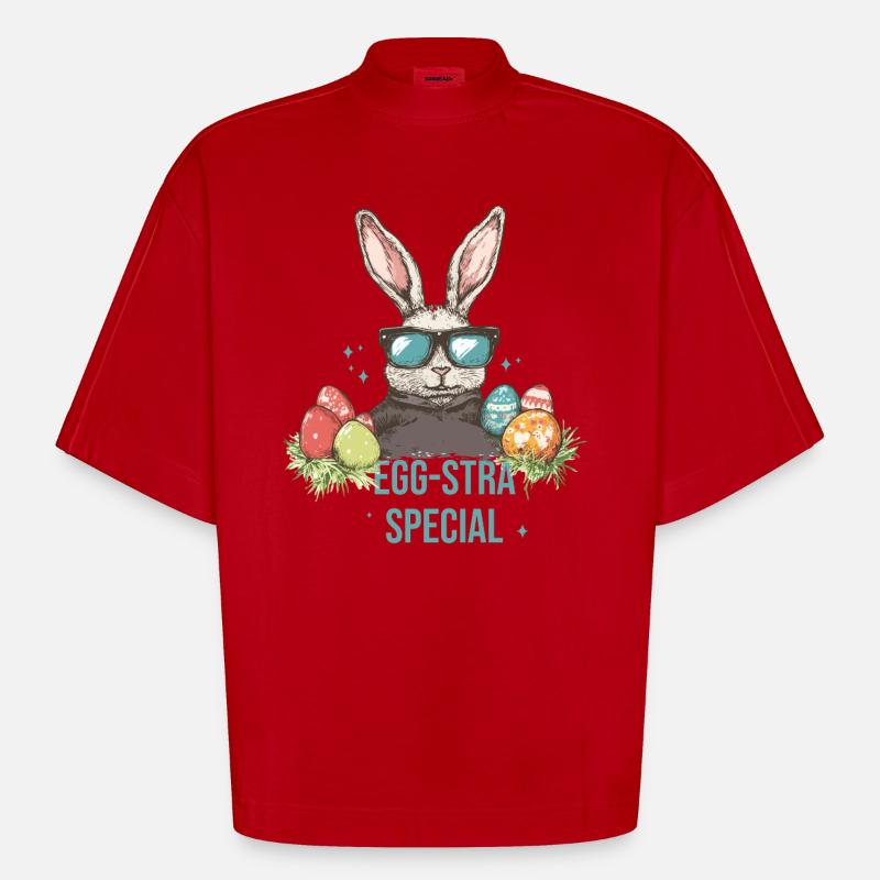 Egg-stra Special Easter Eggs - Heavyweight Oversized Organic Boxy T-Shirt Made in EU - red