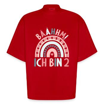 2 Jahre Geburtstagskind Regenbogen 2. Geburtstag - Heavyweight Oversized Organic Boxy T-Shirt Made in EU - Rot - Vorne