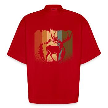 Elch - Heavyweight Oversized Organic Boxy T-Shirt Made in EU - Rot - Vorne