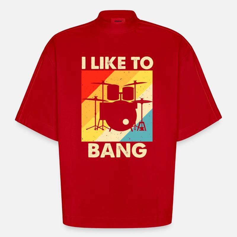 Batterie Batteur Batteur - T-shirt bio épais oversize Boxy fabriqué en UE - rouge