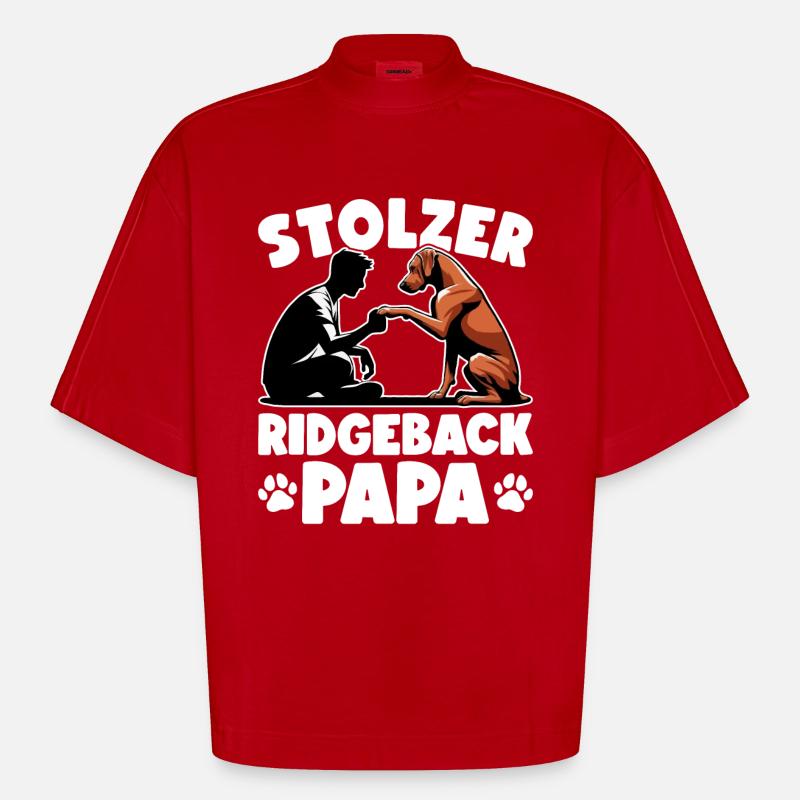 Rhodesian Ridgeback Papa Rhodesian Ridgebacks - Heavyweight Oversized Organic Boxy T-Shirt Made in EU - Rot