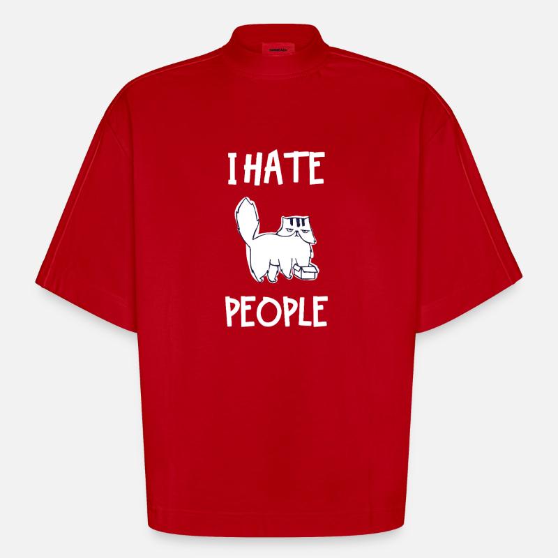 I Hate People - Heavyweight Oversized Organic Boxy T-Shirt Made in EU - red