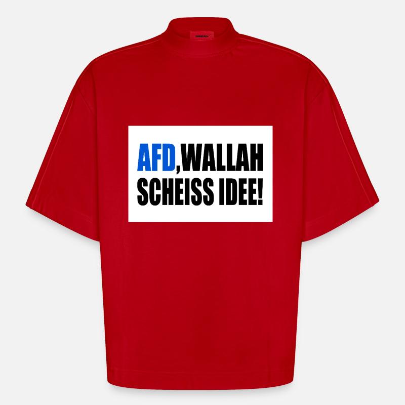 Afd wallah scheiss idee - Heavyweight Oversized Organic Boxy T-Shirt Made in EU - Rot