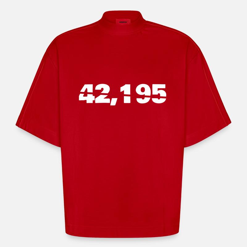 Marathon - 42,195 - T-shirt bio épais oversize Boxy fabriqué en UE - rouge