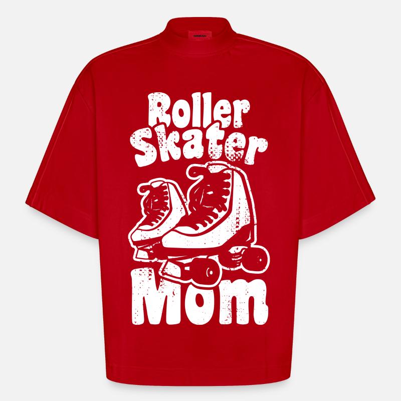 Roller Skater Mutter - Heavyweight Oversized Organic Boxy T-Shirt Made in EU - Rot