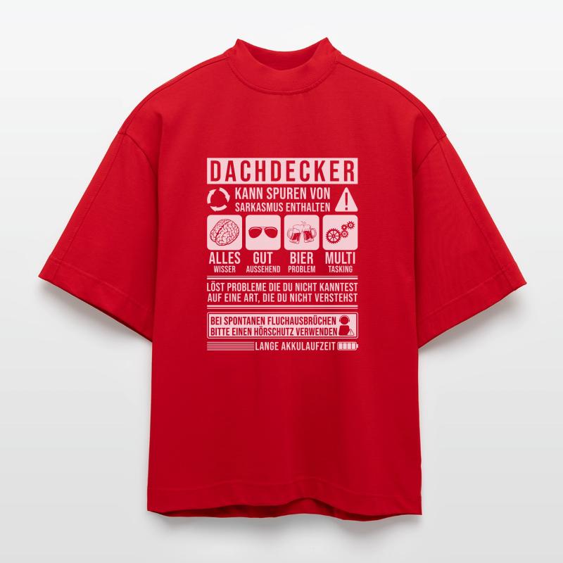 Dachdecker Sprüche Dachdecker Heavyweight Oversized Organic Boxy T-Shirt Made in EU
