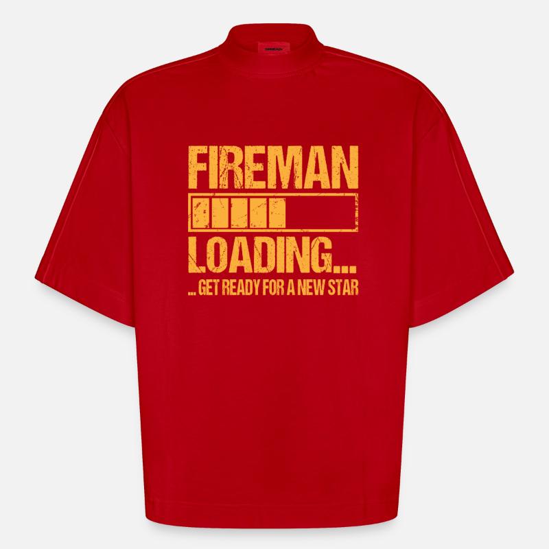 Firefighter loading Firefighter Training - Heavyweight Oversized Organic Boxy T-Shirt Made in EU - red