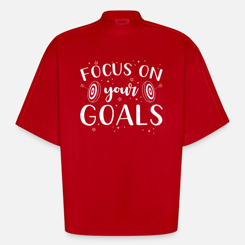 Motivation Succès Focus Objectifs Dire - T-shirt bio épais oversize Boxy fabriqué en UE - rouge